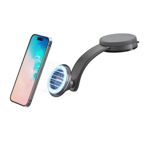 COOEXES for MagSafe Phone Holder for Car, Magnetic Car Mount with 360°Rotation Vacuum Suction Cup Car Mount for Car - 108LBS,Memory Alloy Bendable Arm, Car Accessories for iPhone 17/16/15
