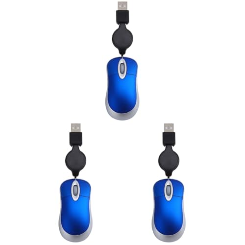 Image of Hemobllo Mini USB Wired Mouse 3-Pack Compact Portable Optical Mouse 1000Dpi Retractable Cord Travel Computer Compatible with Laptop Pc