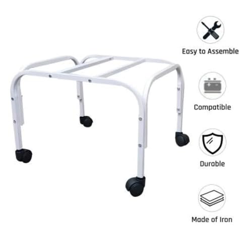 Image of Mumma's LIFE Heavy-Duty Cooler Stand with Wheels | Metal Trolley for Home & Outdoor | Rust-Resistant Black Finish | 360 Rotating Wheels | 100kg Load Capacity | Cooler Movable Stand (PureWhite)