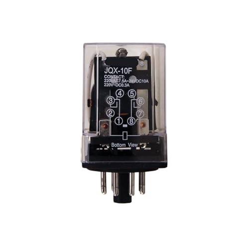 Relé intermedio JQX-10F 2Z de 8 pines con conmutación bifásica segura y base