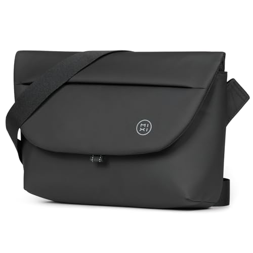 mixi Crossbody Sling Bag for Men Waterproof Lightweight Business Work Messenger Bag Multi-Pocket Commuter Travel Shoulder Casual Daypack-13 inch Black