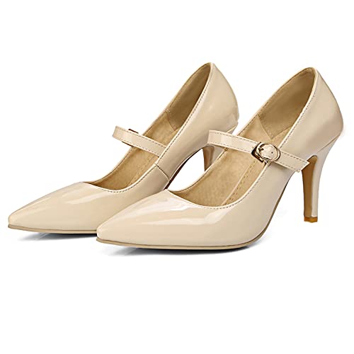 Gicoiz Patent Mary Jane Stiletto Heels Women Pointed Toe Pumps2