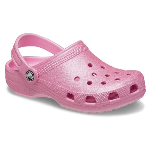 Image of Crocs Classic Glitter Clogs (Little Kid /Big Kid) Pink Tweed Glitter 1 Little Kid M