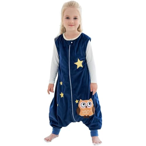 MICHLEY Toddler Sleeping Sack with Feet Newborn Infant Sleeveless Sleeping Bag 2-way Zipper Baby Wearable Blanket for Walkers,Dark Blue Owl,1-3T