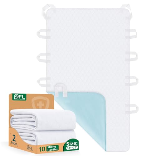 Image of Incontinence Bed Pads Washable with 10 Handles for Bedridden Care, 34 inchx72 inch