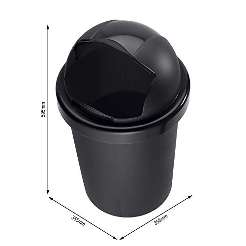 Rotho Roll Bob runder Mülleimer 30l mit Deckel, Kunststoff (PP) BPA-frei, schwarz, 30l (35.5 x 35.5 x 59.5 cm) – Bild 5