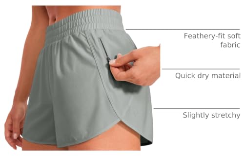 Image of CRZ YOGA Dolphin Athletic Shorts 3 inch | High Waisted, Mesh Liner, Quick Dry, Lightweight, A Zip Pocket, for Women