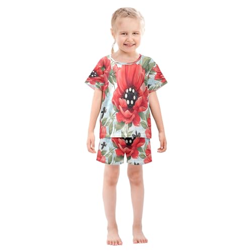 Flower(350) Kids Pjs Set Boys Girls Summer Short-Sleeve Sleepwear Pajamas 2PCS3