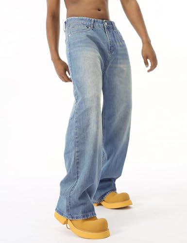 EMMIOL Men's Jeans Baggy Y2K Hip Hop Jeans Casual Wide Leg Skater Denim Pants3