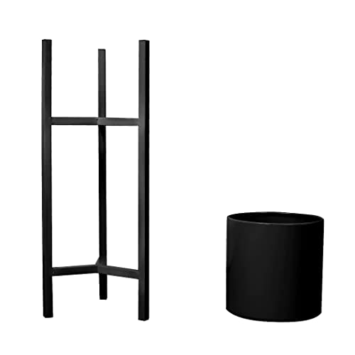 Image of Bee Creative Metal Plant Stand - A Durable and Stylish Display for Your Plants and Home Decor - Three Height Options - Metal Powder-Coated (BLACK)