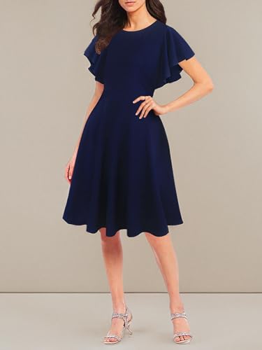 Image of oxiuly Wedding Church Vintage Cocktail Dresses with Pockets Summer Casual Floral Dress for Women Flare376