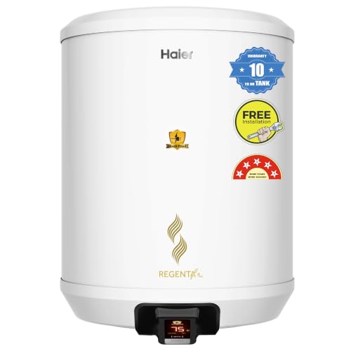 Image of Haier Regenta Digi 25L Storage Water Heater Geyser, 2.2kW, 8 Bar | Touch screen, temperature display, Smart Memory, Fault Detection, CrystalShield tank and Shock Proof | Touch screen, temperature display, Smart Memory, Fault Detection, CrystalShield tank and Shock Proof