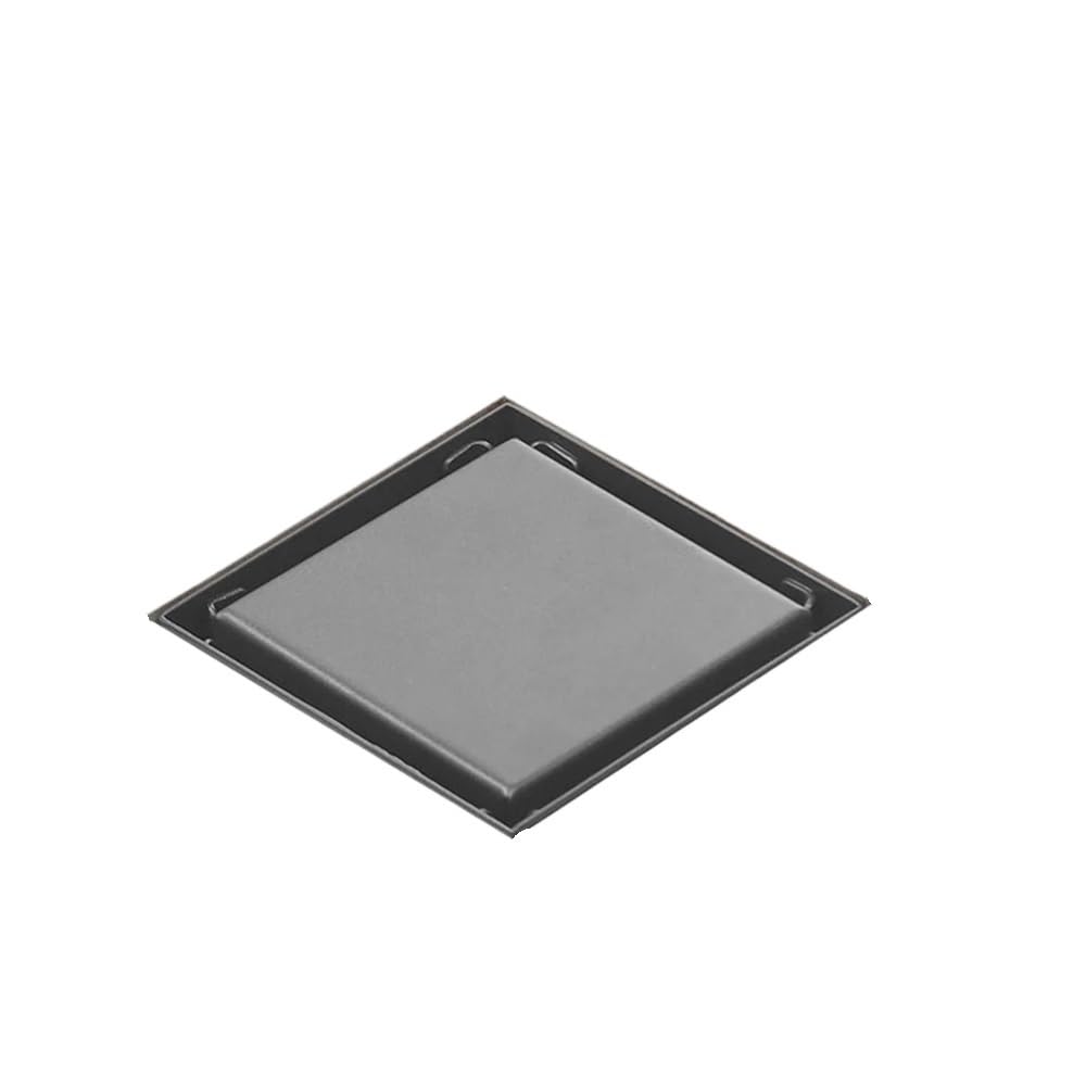 Sunrrafck Gun Gray 1Pc 10 * 10Cm Invisible Anti-Odor Tile Insert Square Floor Waste Drain Bathroom Shower Grates Stainless Steel Large Flow Drainer(Gun Gray)