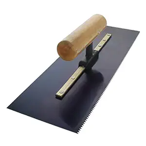 Utoolmart Handy Trowel Scraper for Tile Brick Concrete Plaster Home Construction Use Wood Handle Slant Edge Grill Scraper Premium Flat Pool Finishing Trowels 1PCS
