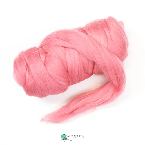 Kondoos Coloured Natural Wool roving, 8 OZ. Best Wool for Needle Felting, Wet Felting, handcrafts and Spinning. (Wild Watermelon) - Image 2