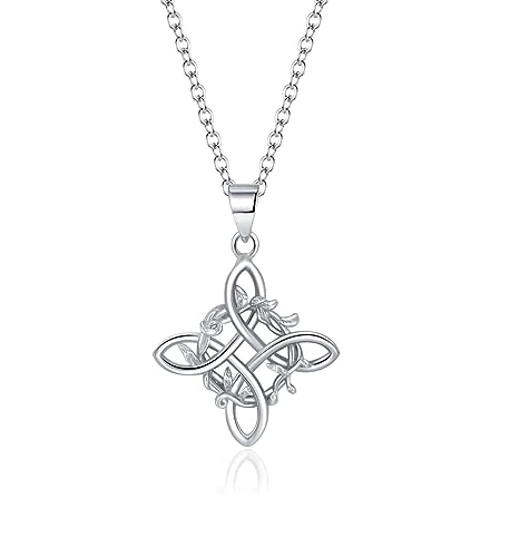 Witches Knot Necklace Nudo De Bruja Pendant Original Tetragrammaton Amuleto de Proteccion 925 Sterling Silver Wicca Moon Irish Celtic Jewelry for Women