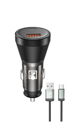 Image of ONE 7 100W PD + USB Car Charger with Transparent Body | Fast Dual Port Car Adapter for Phones & Tablets | 12V /24V Vehicle Compatible | Smart Safety Protection | USB to Type-C Cable - ON QCC-26