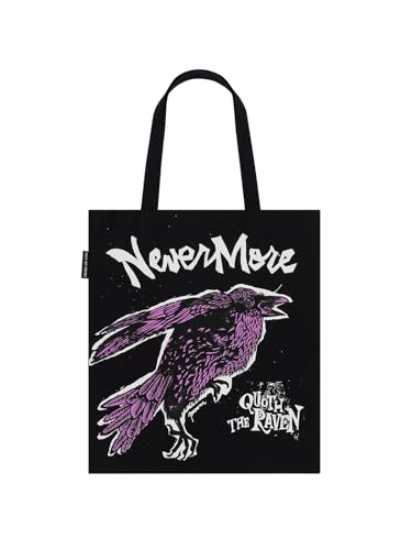 Out of Print Nevermore Raven: Edgar Allen Poe Tote Bag with Inner Pocket - Gift for Book Lovers