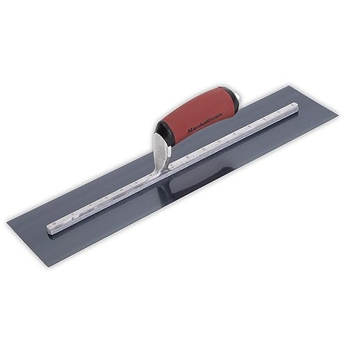 Truelle de lissage Marshalltown avec manche courbé DuraSoft, en acier bleu, très adaptée aux sols et au béton, dimensions : 406x102 mm