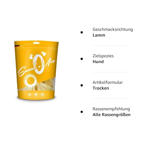 SnackOMio – Premium Hundesnack – krosse Lammohren, getreidefrei, 1er Pack (1 x 240g)