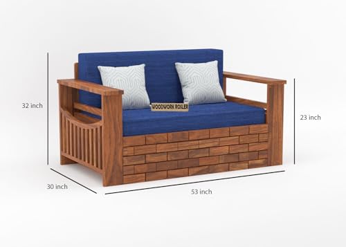 Image of Solid Sheesham Wooden Sofa Cums Bed with Mattresses for Living Room | Rosewood 2 Seater Sofa Cums Bed for Bedroom Without Pillow (B-Natural Finish)