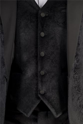 Men's Suit 3 Piece Black Velvet Paisley Shawl Collar Tailored Fit Wedding Tuxedo4