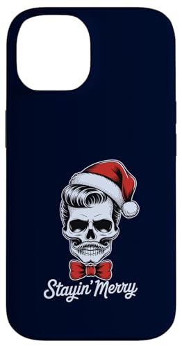 Stayin Merry Skull Santa Funny Christmas Vintage Case for iPhone 14