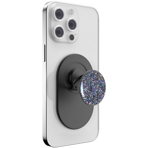 MonIdea Magnetic Phone Grip for MagSafe, Phone Ring Holder Finger Kickstand Wireless Charging Compatible, Adjustable Magnet Phone Rings Gripper Stand for iPhone Mag-Safe Accessories - Sparkle Black