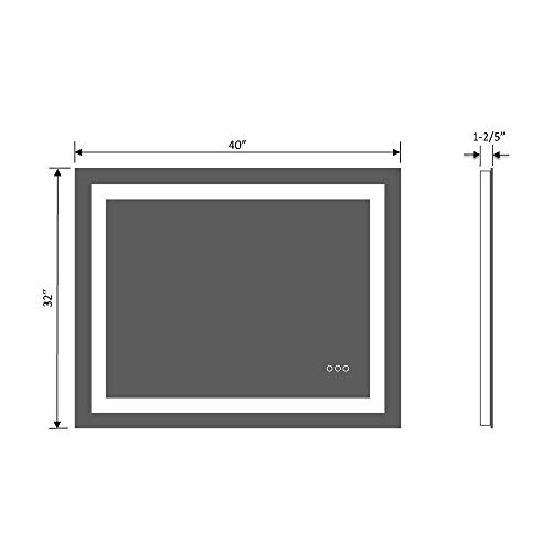 image for HAUSCHEN HOME 32 x 40 inch Bathroom Vanity Mirror, LED Backlit+Wall Mo