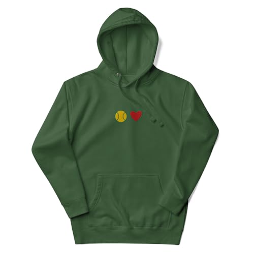 Sweat à capuche brodé tennis vert forêt XXL pour homme et femme