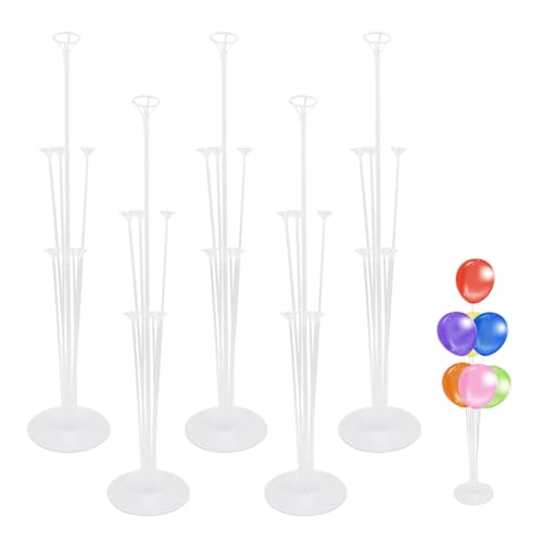 Hyacinthy Lot de 5 Support de Ballon, Réutilisable Support Ballon Anniversaire, Support de Table Tige pour Noël Fête de Mariage-Décoration