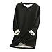 Chandail chaud et pelucheux à manches longues pour femme - Tenue décontractée - Col rond - Tunique longue en peluche - Chaud - Pour l'hiver, Noir , L