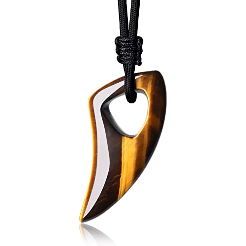 COAI Mens Womens Amulet Stone Pendant Wolf Tooth Necklace