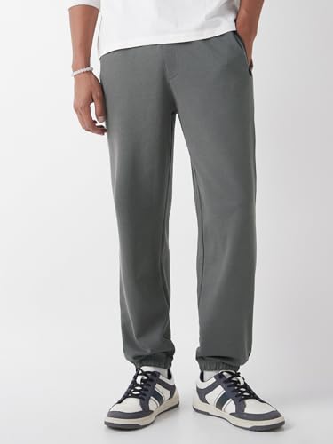 Image of Bewakoof Men's Solid Oversized Fit Cotton Joggers