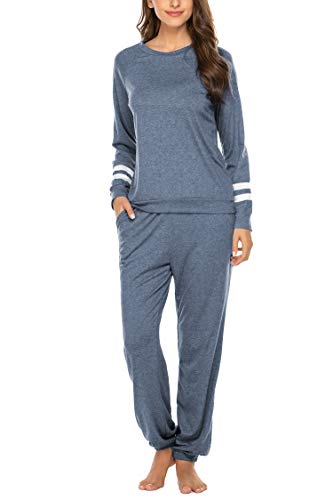Image of Ekouaer Sweatsuits Womens Loungewear Set Tracksuit Long Sleeve Pajamas Set with Pockets 2 Piece Outfits Lounge Sets