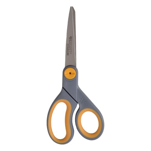 Westcott Titanium 8-Inch Straight Scissor (13529) - Single, Grey with Yellow