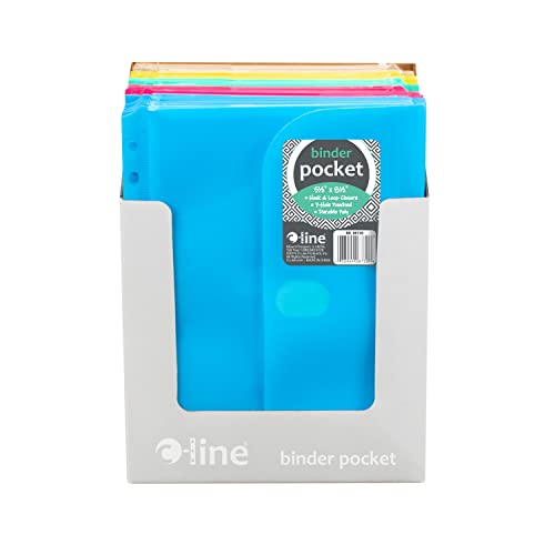 C-Line Super Heavyweight Mini Poly Binder Pocket With Hook & Loop Closure, 1/2-Inch Gusset, Pack Of 36 Pockets, Assorted Colors (08730-36) #TOP2