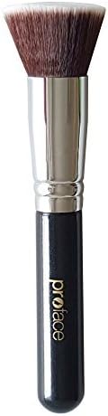 Flat Top Kabuki Foundation Brush for Face Makeup - Perfect for Blending Liquid,Cream & Mineral Cosmetics or Translucent Powder - Premium Quality Bristles!(Black)