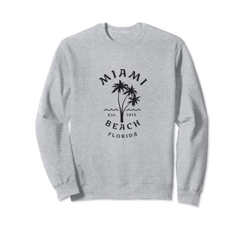 Reto Cool Miami Beach Florida Palmera Novedad Art Surf Sudadera