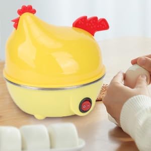 Miniatura 5 de Caldera de huevo rápida de forma de pollo multifuncional eléctrica, capacidad de 7 huevos, apagado automático, mini máquina de desayuno, olla rápida