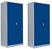 Produktbild 2x Flügeltürenschrank komplett montiert Metallschrank abschließbar 1950 x 920 x 420 mm Lagerschrank Aktenschrank PutzSpind Werkzeugschrank Blau 530341