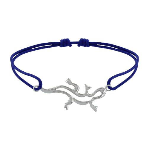 LES POULETTES BIJOUX - Bracelet Lien Argent 925 Salamandre - Bleu Navy