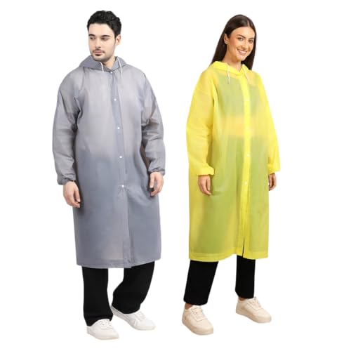 Image of Citizen Eco-Friendly EVA Poncho Raincoat for Men & Women, Lightweight Waterproof Coat with Hood, Adjustable Drawstring, Button Closure Outdoor Rainwear