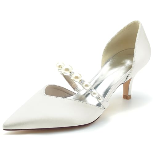 Roimaash Elegant Rhinestone Buckle Wedding Pumps D Orsay Criss Cross