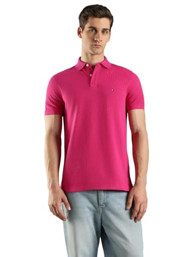 Image of Tommy Hilfiger Solid Regular fit Cotton Polo t-Shirt
