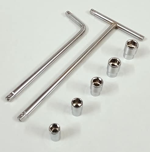 Image of 1 /4 inch Square T - Handle with 8, 9, 10, 11, 12 Sockets and 1 /4 inch L- Handle Combination Set, Hardened Chrome Vanadium Steel, Anti-Slip & Anti-Corrosion properties (Combo 2)