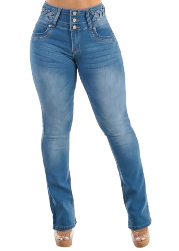 Image of Moda Xpress Women's Butt Lifting High Waisted Bootcut Jeans - Stretchy, Comfortable Flare Jeans in Junior Size Vintage Style