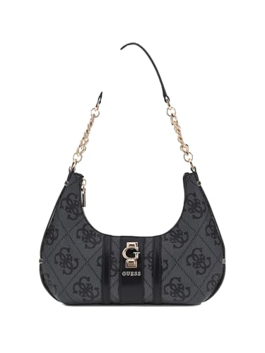 GUESS Schultertasche Erenia Top Zip Shoulder Bag Coal Logo dunkelgrau