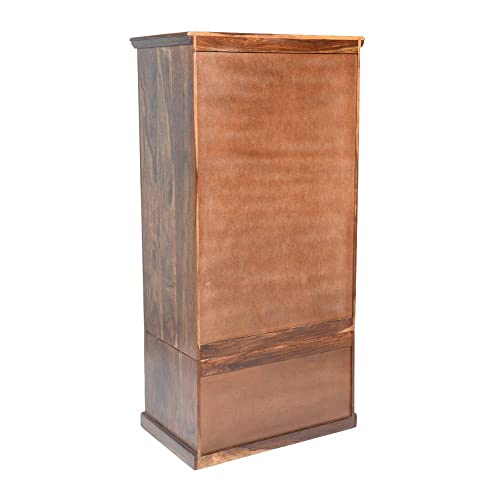 Image of Wakefit Wardrobe | 1 Year Warranty | Solid Wood Almirah, Cupboard for Clothes Storage | 2 Door, 2 Drawers | Chenille - Dark Brown