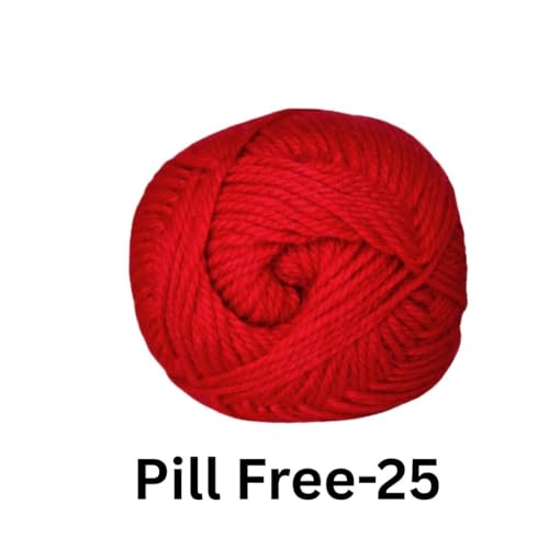 Image of VCR Cherry Red Yarn, Pill-Free Soft Knitting Yarn, 100 Grams Hank, 263 Meters Length, Low-Pill Acrylic Yarn, Soft Crosia Threads, Pack of 1, Suitable for Beanies, Caps and Gloves